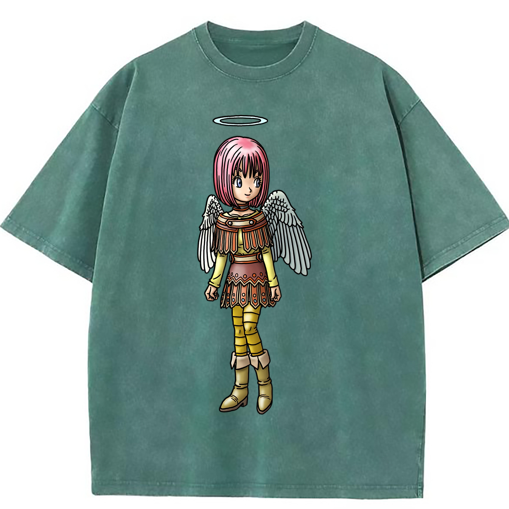 （画像用） ドラゴンクエスト Doragon Kuesuto Dragon Quest 綿100% ヴィンテージ風 半袖Tシャツ（フロントプリント）